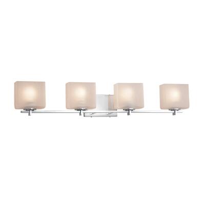 Justice Design Fusion Era 4-light Polished Chrome Bath Bar, Frosted Crackle Rectangle Shade