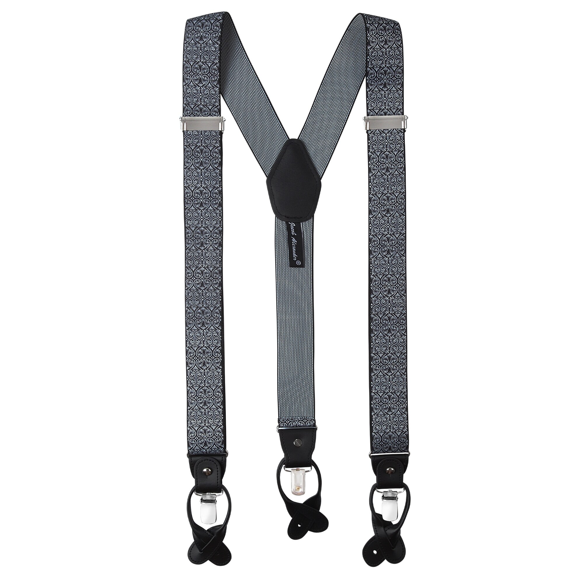 1 Inch Y-Back Black /& White Zig Zag Suspenders