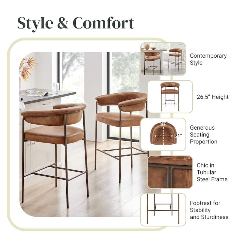 NPD Furniture Kaiden Faux Leather Counter Stool (Set of 2)