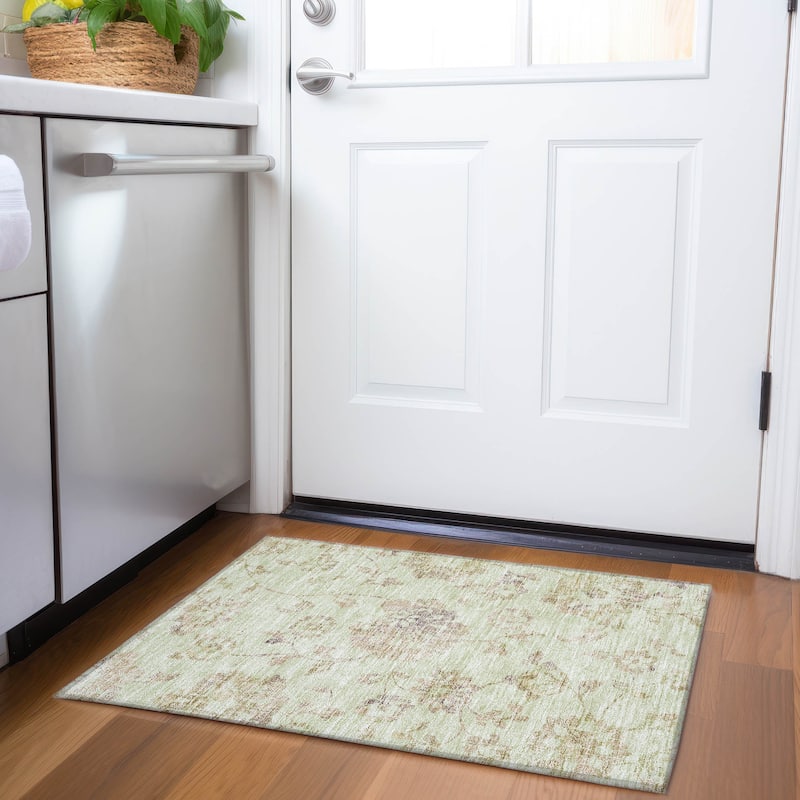 Machine Washable Indoor/ Outdoor Chantille Modern Floral Rug