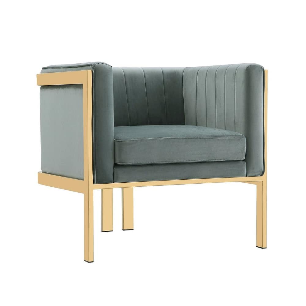 Manhattan Comfort Paramount Polished Brass Velvet Accent Armchair