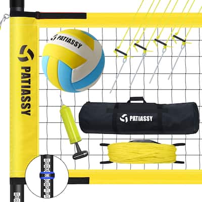 Professional Volleyball Net Set Heavy Duty Portable with Poles Ball Pump Outdoor