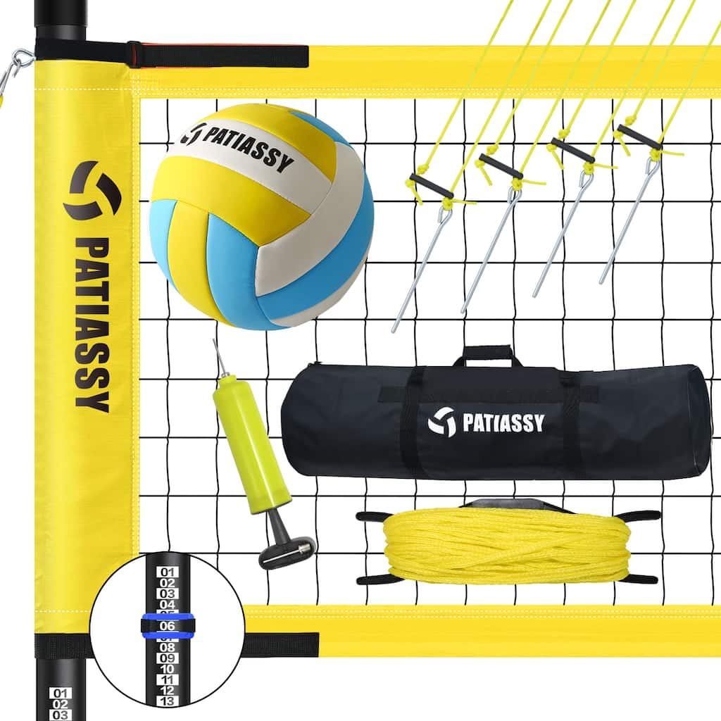 Professional Volleyball Net Set Heavy Duty Portable with Poles Ball Pump Outdoor