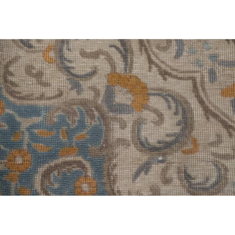 Hand Knotted Oriental 100% Wool Carpet Traditional Medallion Greys & Charcoal Tabriz Area Rug - 12' 8'' X 9' 6''