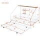preview thumbnail 29 of 78, Metal House Bed with Trundle, Twin/Full Size Daybed Playhouse Bed with Bulit-in Storage Shelves and Metal Grid for Kids Teens