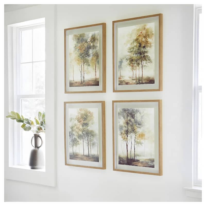 Signature Design by Ashley Bryneford Green/White Wall Art (Set of 4) - 23.13" W x 1.63" D x 27.13" H - Plastic - Brown