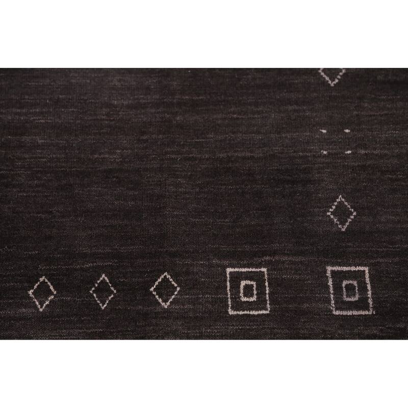 Hand Knotted Oriental 100% Wool Carpet Tribal Animal Pictorial Greys & Charcoal Gabbeh Area Rug - 9' 9'' X 6' 7''
