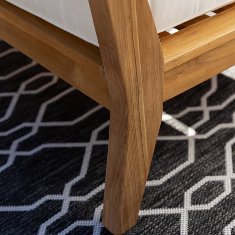 Linon Clermont Outdoor Solid Teak Wood 5 Piece Patio Conversation Set