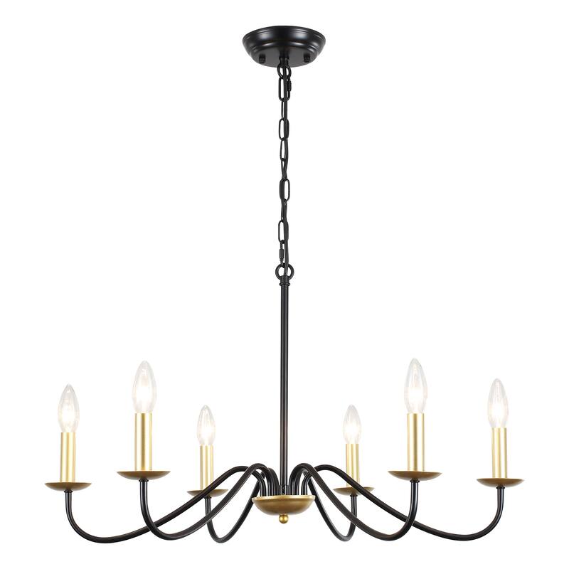 6-Light Rustic Farmhouse Simple Candle Chandelier for Bedroom, Kitchen, Living Room and Foyer