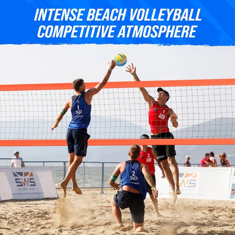 Portable Professional Outdoor Volleyball Net Set with Adjustable Height Aluminum Poles for Backyard Beach