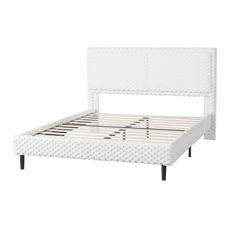 Simple Modern White Plush Soft Bed - Comfortable Backrest for Bedroom