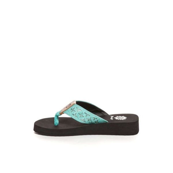 girls yellow box flip flops