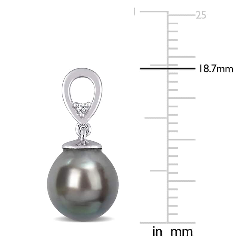 Miadora White Topaz and Black Tahitian Cultured Pearl Earrings Silver