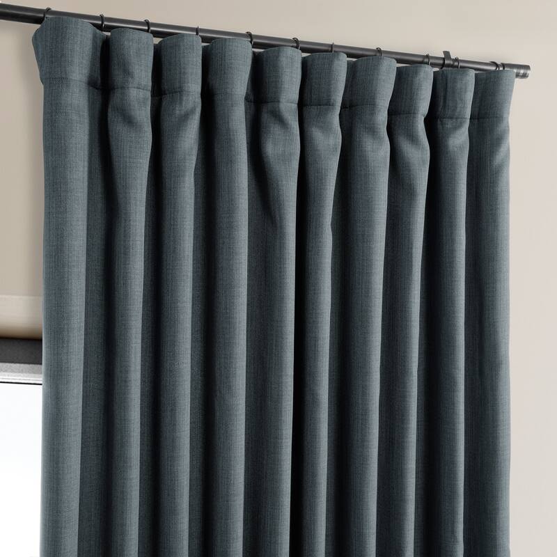 Exclusive Fabrics Faux Linen Extra Wide Room Darkening Curtains Panel - Versatile Privacy Drapery for Wide Windows (1 Panel)