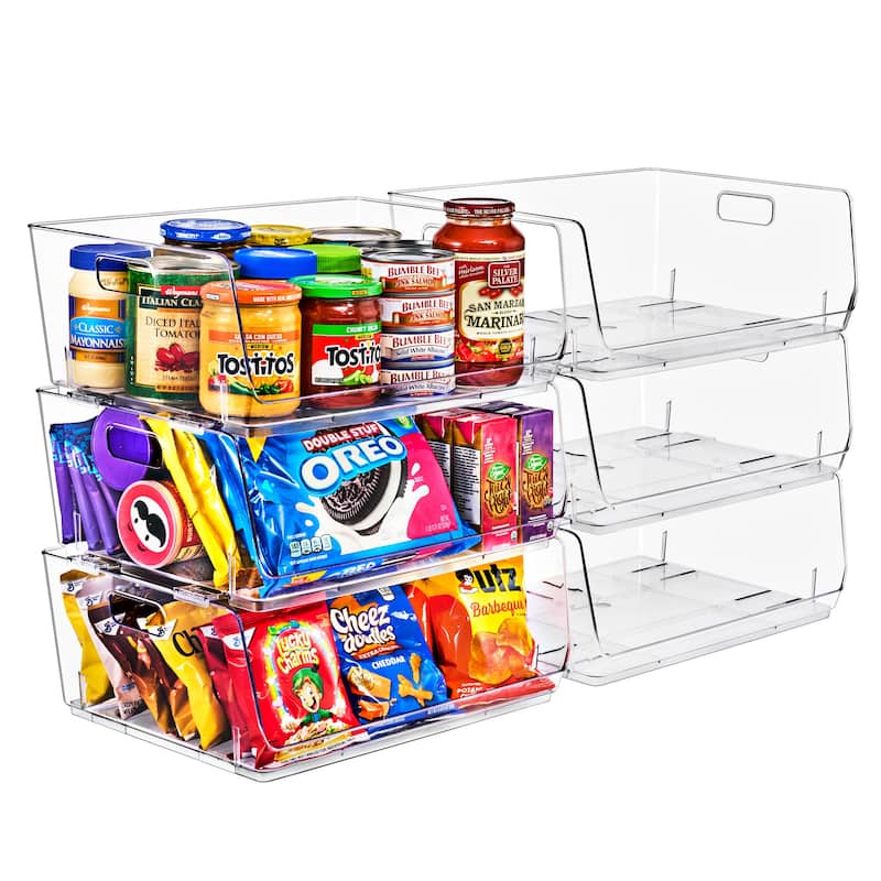 Sorbus Stackable Storage Bins Acrylic Open Front Clear Stackable Storage Bins for Pantry Kitchen (Large)