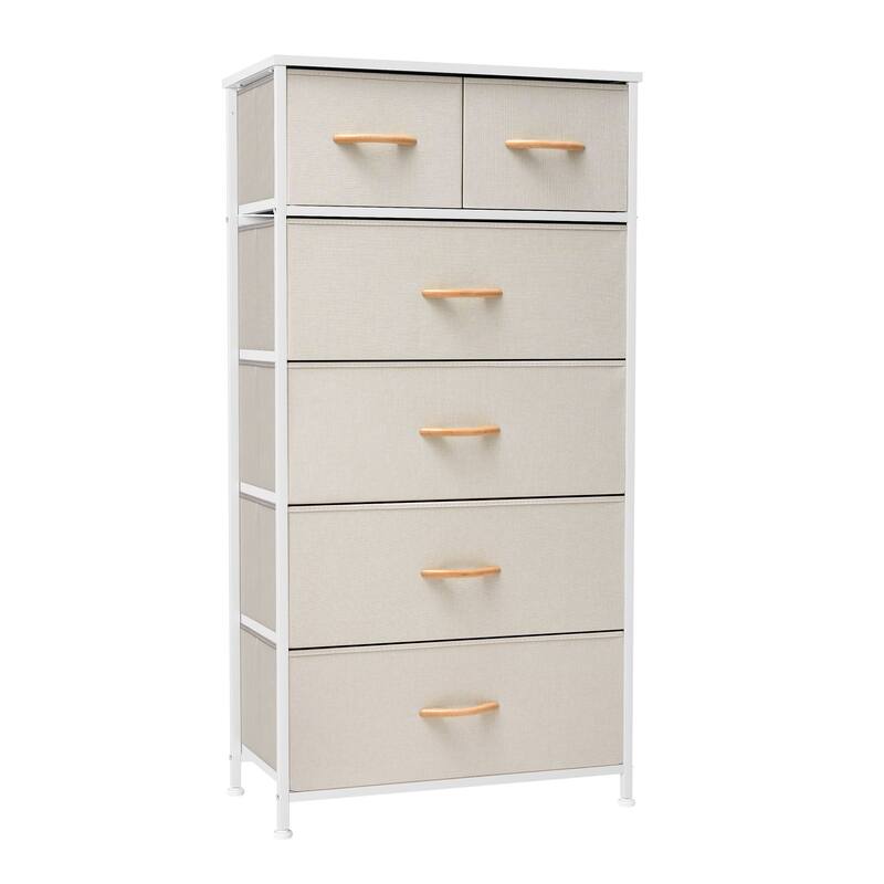 6-drawer Chest Vertical Dresser Storage Tower by Crestlive Products - Beige - 6-drawer