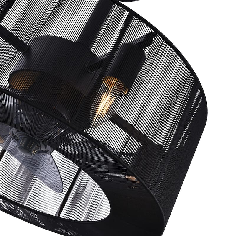 Contemporary 4-Light Silver Enclosed Ceiling Fan with Unique Shade