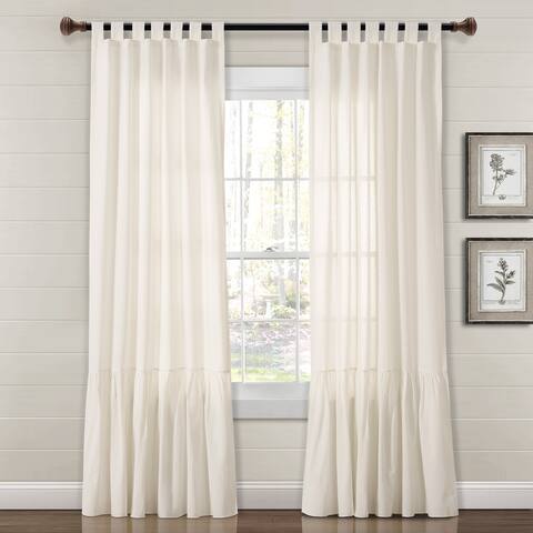 Lush Decor Farmhouse Faux Linen Tab Top Window Curtain Panel (Single Panel) - 84" x 40" - 84" x 40"