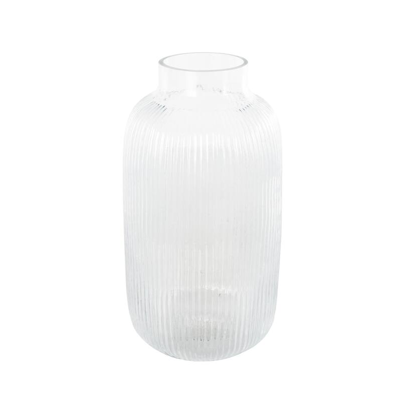 Clear Glass Ribbed Decorative Vase