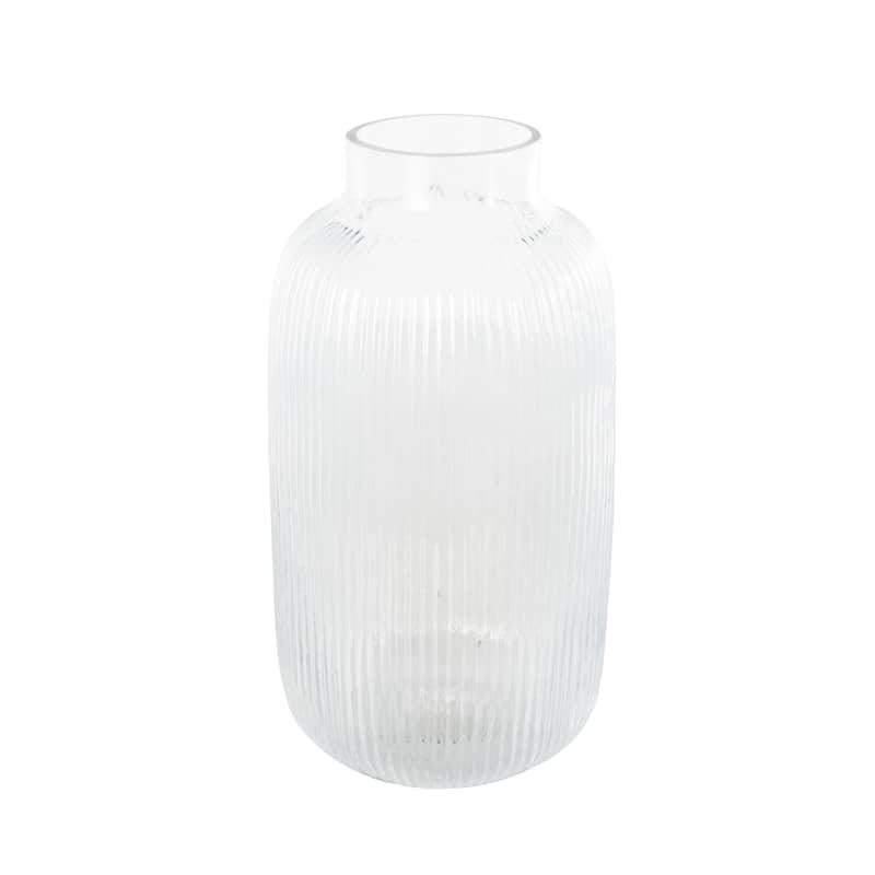 Glass Ribbed Decorative Vase - Clear - Roche River Decor
