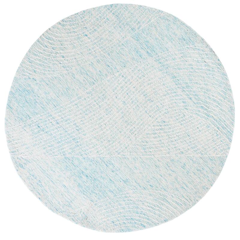 SAFAVIEH Handmade Pine Nevjana Modern Wool Rug - 6' Round - Turquoise/Ivory