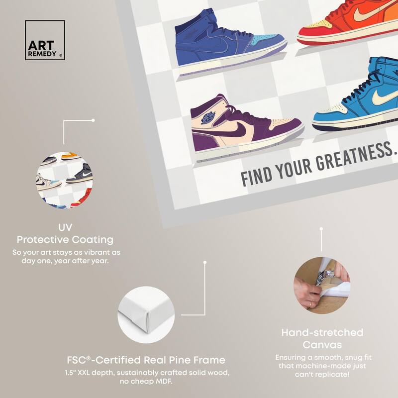 Find Your Greatness Sneakers Canvas by Art Remedy, Gallery Wrapped