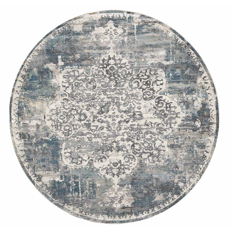 The Curated Nomad Hartvien Distressed Boho Rug - 7'7" Round