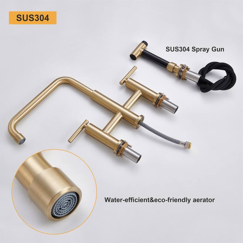 Clihome Morden Stainless Kitchen Bridge Faucet with Sprayer