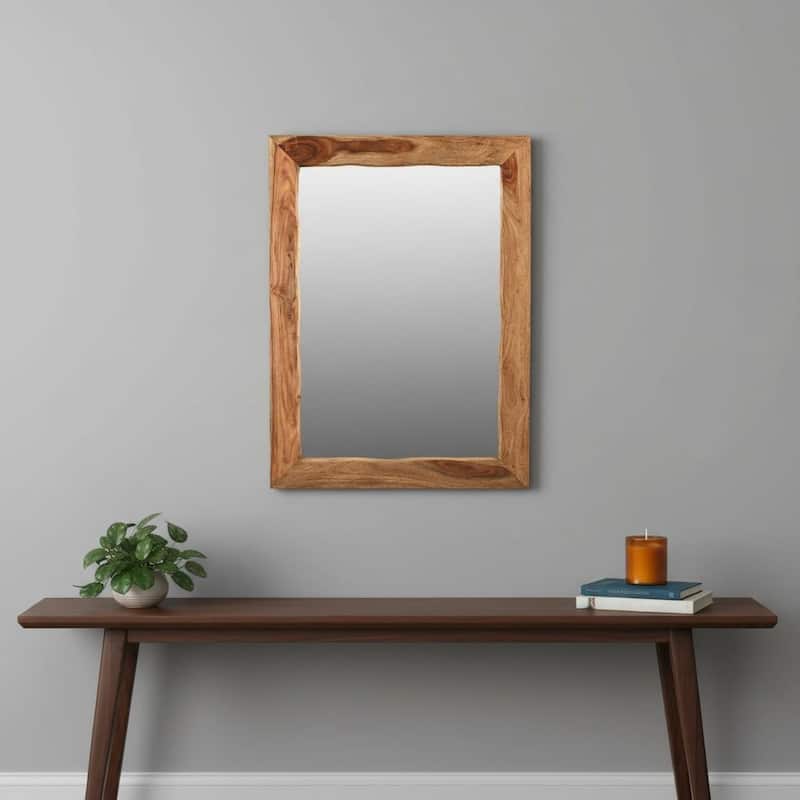 HomeRoots 44" Brown Solid Wood Live Edge Framed Accent Mirror - 33.00 in. x 44.00 in. x 1.00 in. - 33.00 in. x 44.00 in.  x 1.00 in.