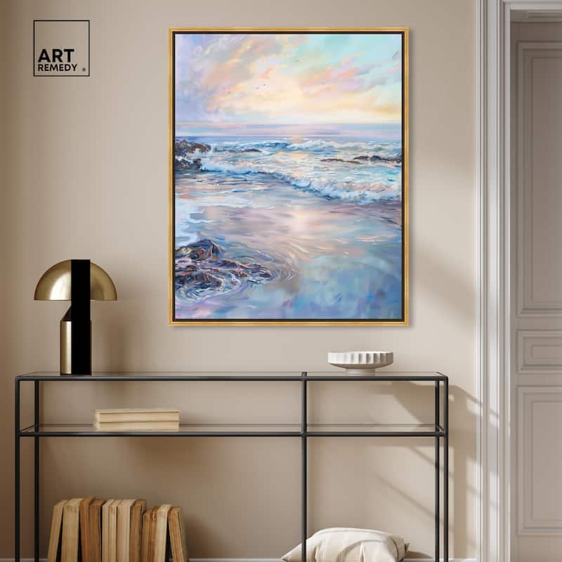 Art Remedy Dreamy Shoreline Framed Sailing 1 Piece Canvas Wall Art