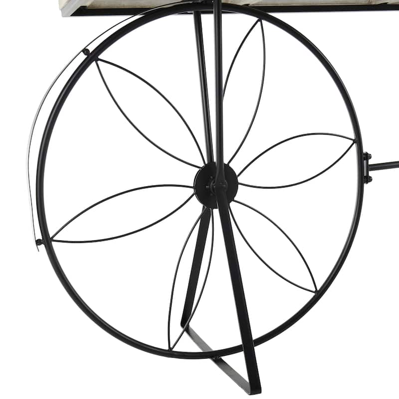 Metal Floral Indoor Plantstand with Flower Inspired Wheels - Cream - Roche River Decor