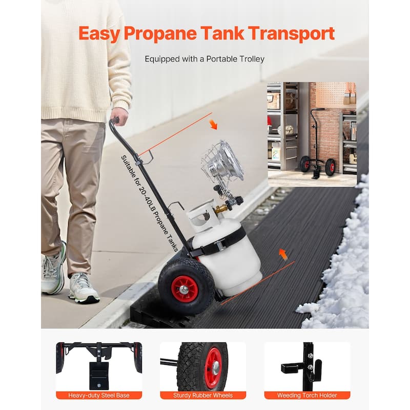 Portable Propane Heater with Rapid Heating and Trolley - 8.66 x 12.80 x 5.71 inches