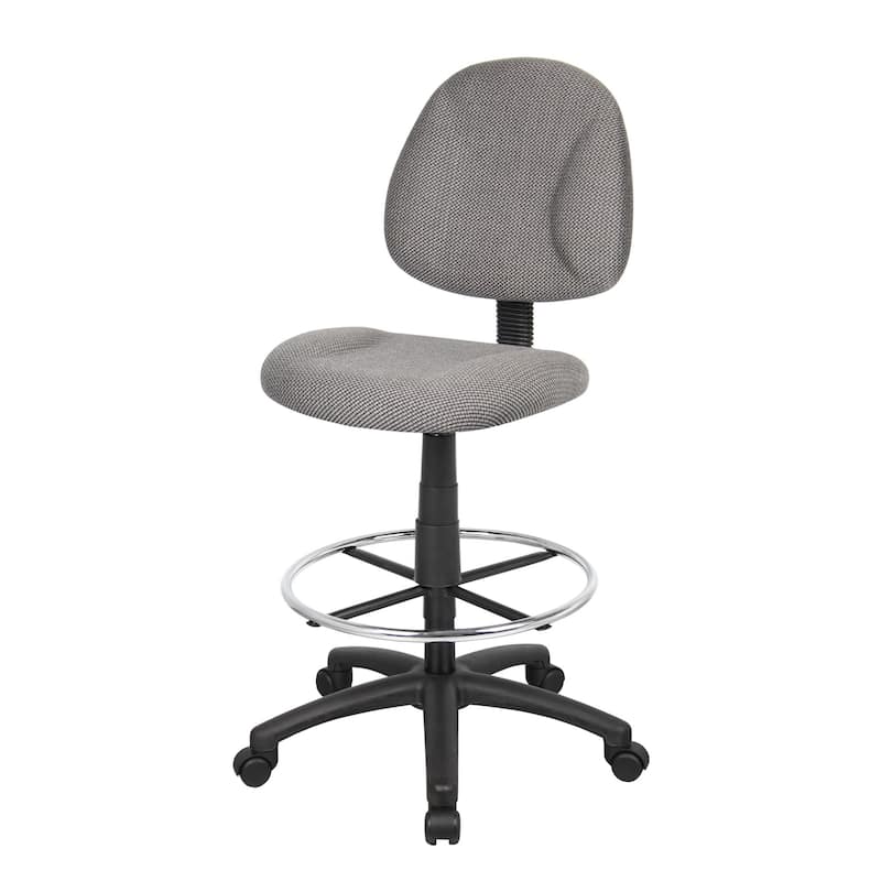 Boss Contoured Comfort Adjustable Rolling Drafting Stool Chair - Grey