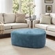 preview thumbnail 41 of 42, 43" Rounded Triangle Upholstered Ottoman, Oversize Fabric Ottoman Footstool