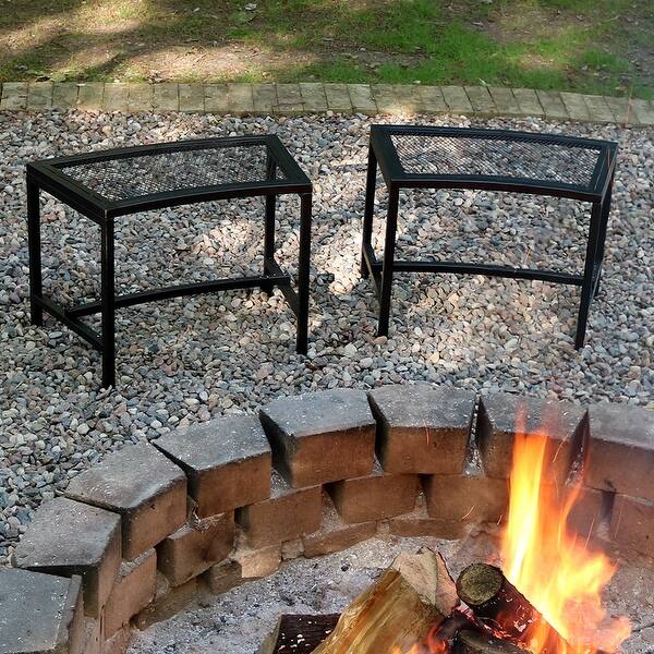 Shop Sunnydaze Black Mesh Patio Fire Pit Benches 23 X 16 Inch