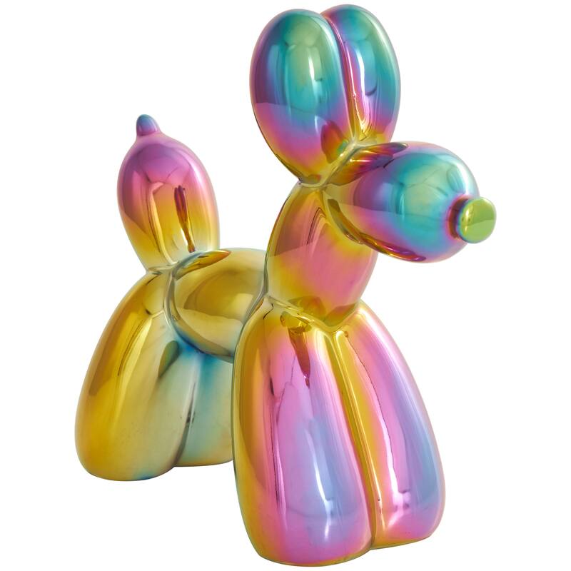 Gold Porcelain Ceramic Balloon Dog Sculpture (Set of 2) - Gold, Silver, White, Black, Multi Colored