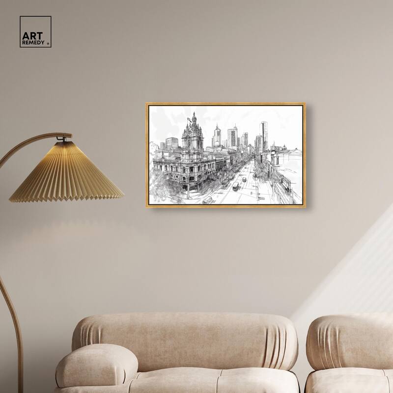 Collins Street Sketch Canvas by Art Remedy