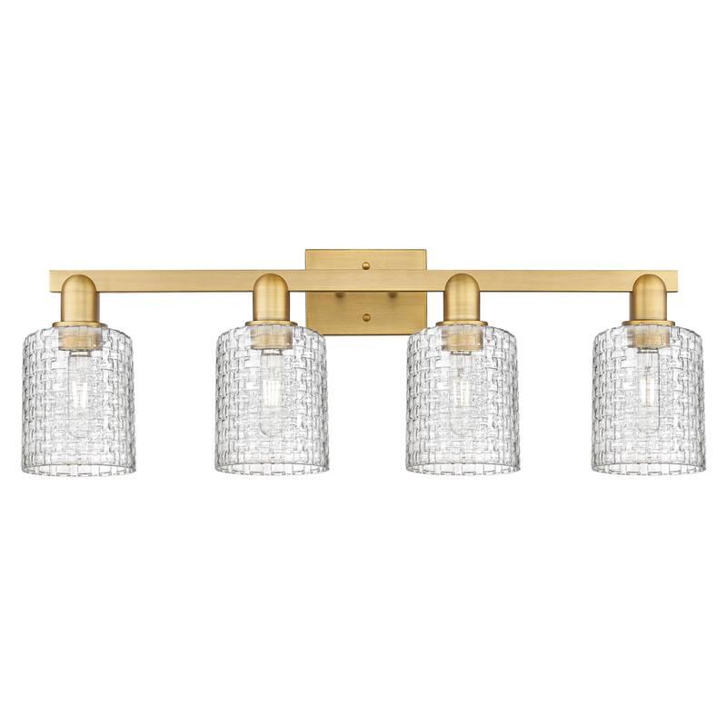 Innovations Lighting Endless Possibilities Arcadia - Cobbleskill - 4 Light 32" Basketweave Bath Vanity Light - Brushed Brass