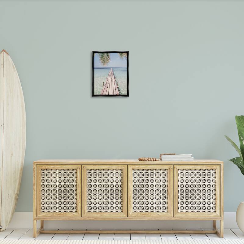 Stupell Tropical Dock on Beach Framed Floater Canvas Wall Art Design by Sisi and Seb