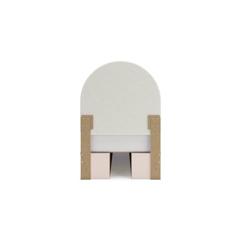 Signature Design by Ashley Wistenpine Pink/Cream Twin Upholstered Panel Platform Bed with Storage