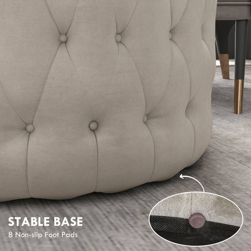 Velvet Foam Padding Ottoman Bench with Button Tufted Design Ideal use as Coffee Table or Shoe Stool