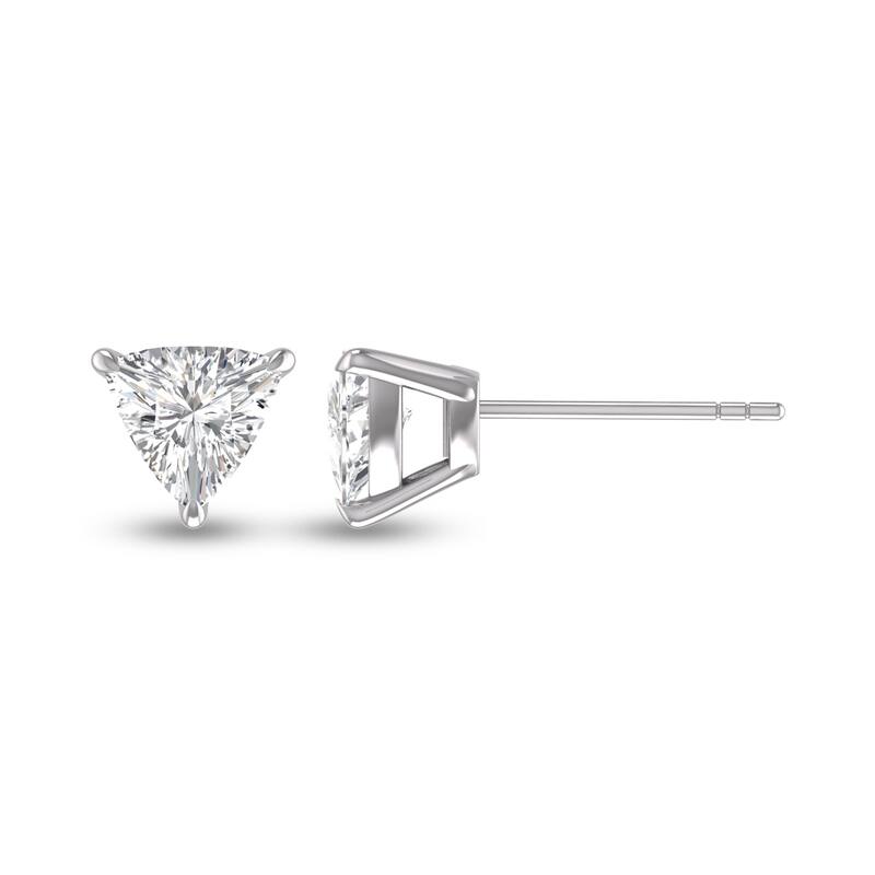 Marquee Lab Grown 1/2 Carat Trillion Shaped Solitaire Diamond Earrings in 14K White Gold