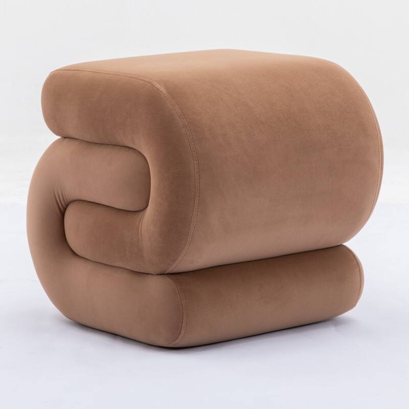 Velvet Fabric S-shape Ottoman Makeup Stool Footstool