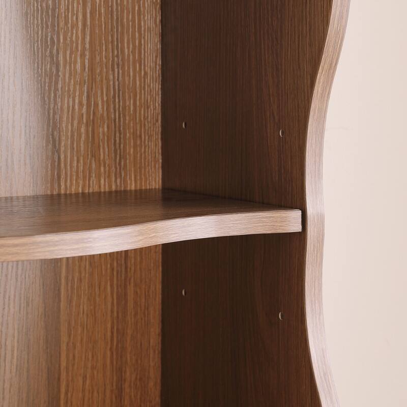 Wavy Border 8-Tier Adjustle Shelf - Modular Ultra-Thin Bookcase for Home Office & Display