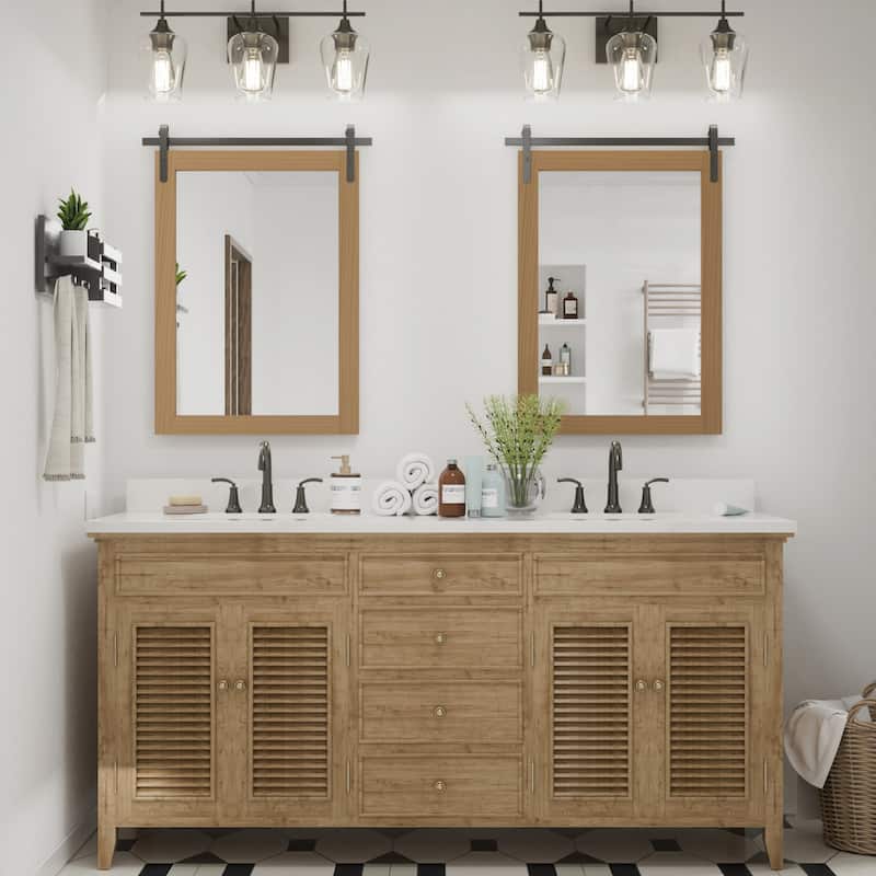 Modern Wall Mirrors, Rectangular Mirror with Wood Framed, Bathroom Mirror Barn Mirror Barn Door Mirror with Multi Size