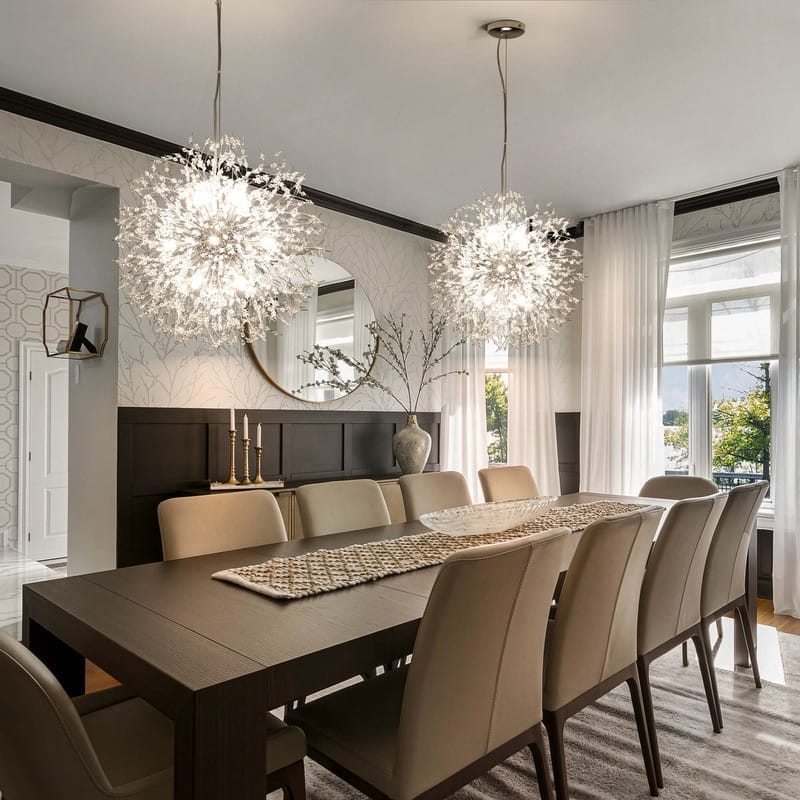 8/9/12/16-Light Modern Linear Sputnik Globe Pendant Starburst Firework Crystal Chandelier