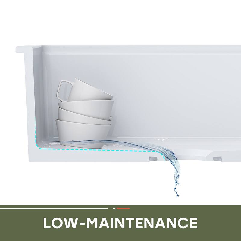 HOROW 30 in. Drop-In Single Bowl White Ceramic Kitchen Sink Standard and Bottom Grid, Drain Assembly, Cutting Board