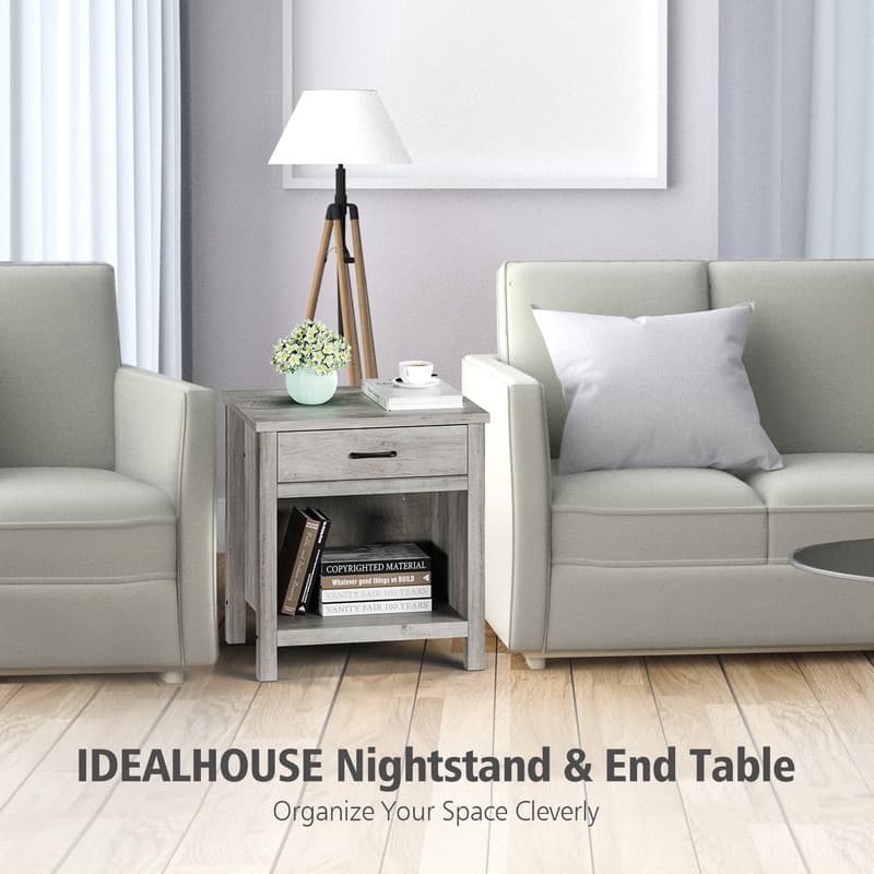 Bedside Table - Grey