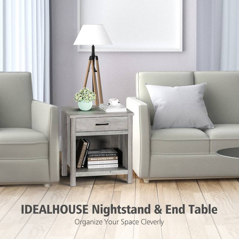 Bedside Table End Table with Storage Drawer