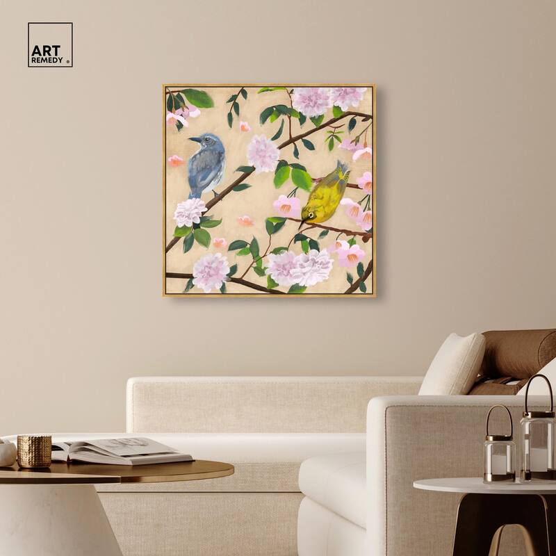 Birds Cuddle Canvas by Art Remedy